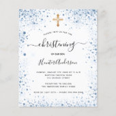 Papier Budget baptême garçon bleu blanc invitation (Devant)
