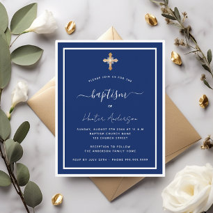 Papier Budget baptême marine bleu blanc adulte invitation