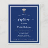 Papier Budget baptême marine bleu blanc invitation garçon (Devant)