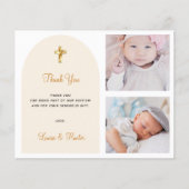 Papier Budget baptême photo jumeaux élégant merci (Devant)