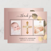 Papier Budget baptême rose eucalyptus photo merci (Devant / Derrière)