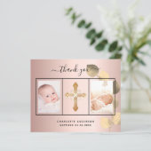 Papier Budget baptême rose eucalyptus photo merci (Debout devant)