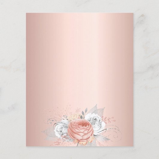 Papier Budget baptême rose or floraux invitation (Dos)