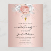 Papier Budget baptême rose or floraux invitation (Devant)