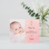 Papier Budget baptême rose or scintille photo merci (Debout devant)