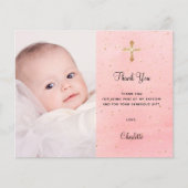 Papier Budget baptême rose or scintille photo merci (Devant)
