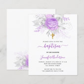 Papier Budget Baptême violet florales fille blanche (Devant / Derrière)