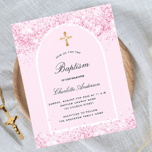 Papier Budget baptism blush pink glitter dust arch girl
