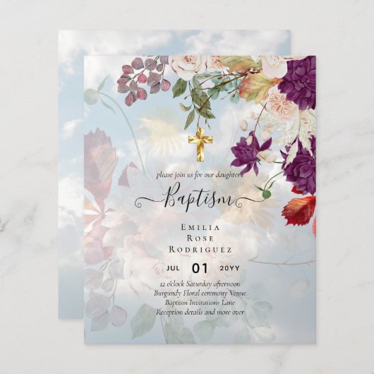Papier BUDGET BAPTISME Automne Automne Chute Floral Chris (Devant / Derrière)