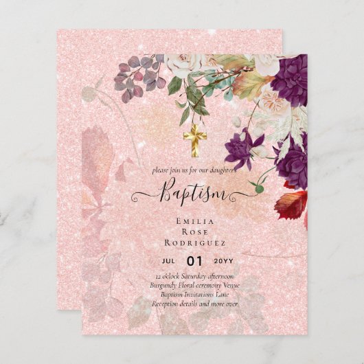 Papier BUDGET BAPTISME Automne Automne Chute Floral Chris (Devant / Derrière)