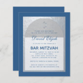 Papier Budget Bar Mitzvah Classic Blue Silver Invitation (Devant / Derrière)