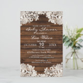 Papier Budget Barn Baby shower dentelle en bois Invitatio (Debout devant)
