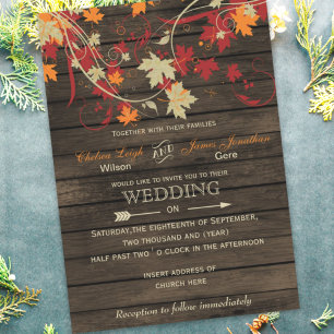 Papier Budget Barn Wood Rustic Mariage de automne invitat
