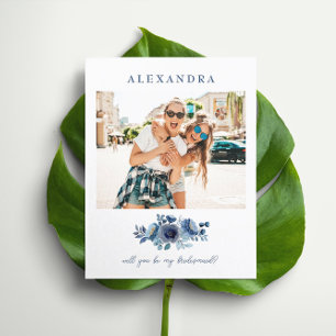 Papier Budget Be My Bridesmaid Photo Proposition bleue