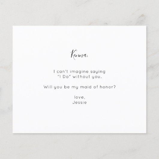 Papier Budget Be My Maid of Honor Photo Script (Dos)
