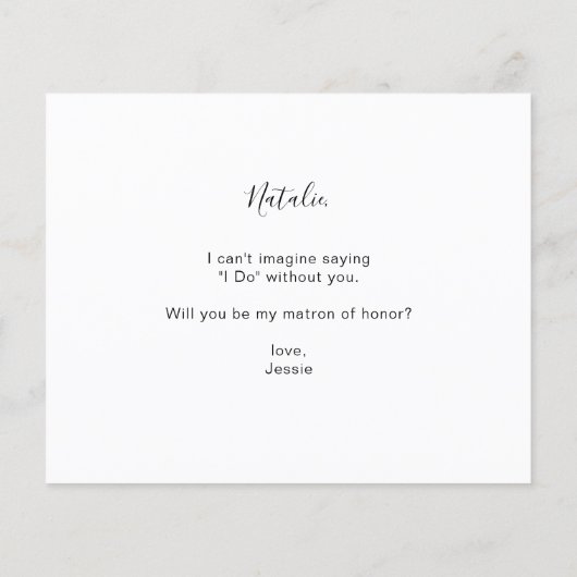 Papier Budget Be My Matron of Honor Petite proposition ph (Dos)