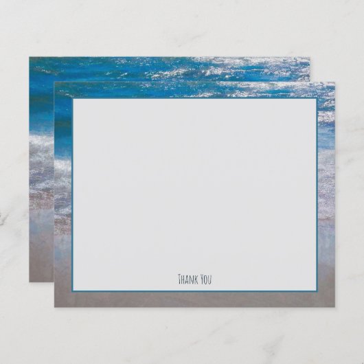 Papier Budget Beach Blue Vague Océanique Côtière Merci (Devant / Derrière)