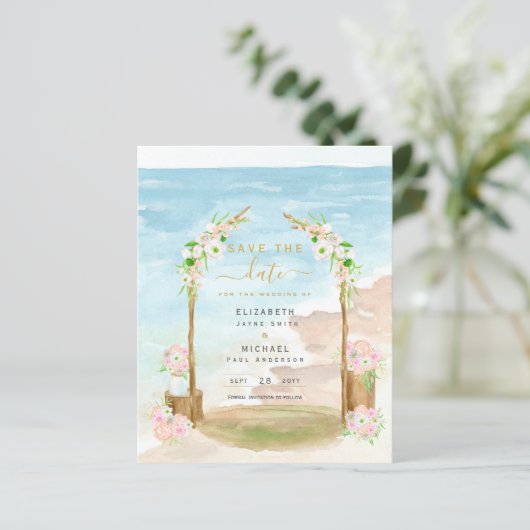 Papier BUDGET Beach Coastal Destination Enregistrer Date  (Debout devant)