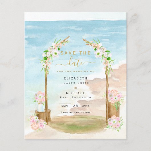 Papier BUDGET Beach Coastal Destination Enregistrer Date  (Devant)