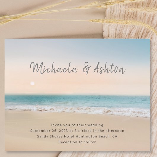 Papier Budget Beach Destination Mariage Invitation