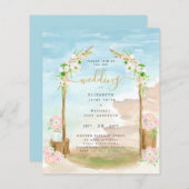 Papier BUDGET Beach Faire-part de mariage côtier (Devant / Derrière)