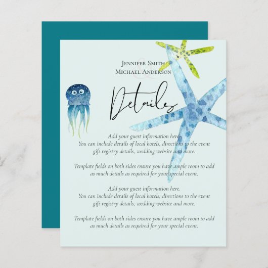 Papier BUDGET Beach Ocean Life Mariage Détails du boîtier (Devant / Derrière)