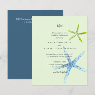 Papier Budget Beachy Life Blue Lime Mariage Invite