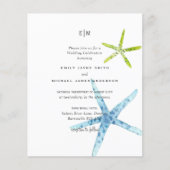 Papier Budget Beachy Life Blue Lime Mariage Invite (Devant)