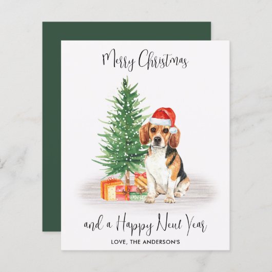 Papier Budget Beagle Chien Santa Festif Joyeux Noël (Devant / Derrière)