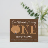 Papier Budget Bear One Baby First Birthday Invitation (Debout devant)