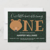 Papier Budget Bear Pine Baby First Birthday Invitation (Devant)