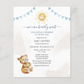 Papier Budget Bear Sunshine Boys Baby shower Invitation (Devant)