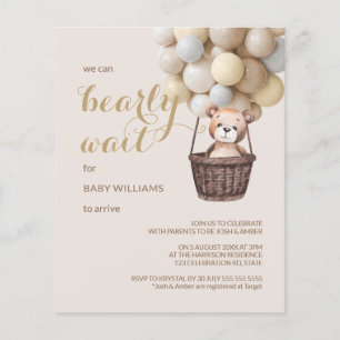 Papier Budget Bearly Wait Bear Balloon Baby shower jaune