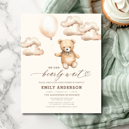 Papier Budget Bearly Wait Beige Neutre Baby shower