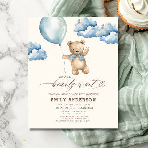 Papier Budget Bearly Wait Neutral Blue Boy Baby shower