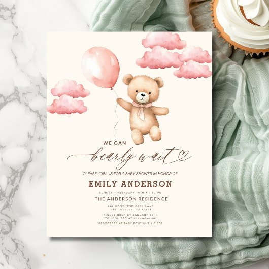 Papier Budget Bearly Wait Neutre et Baby shower fille ros