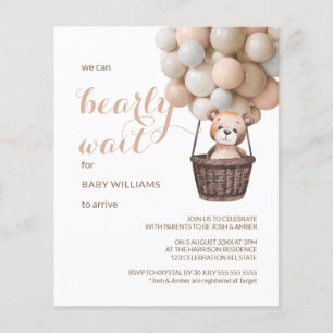 Papier Budget Bearly Wait Teddy Balloons Girl Baby shower