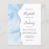 Papier Budget Bébé Bleu Argent Agate Faire-part de mariag (Devant)