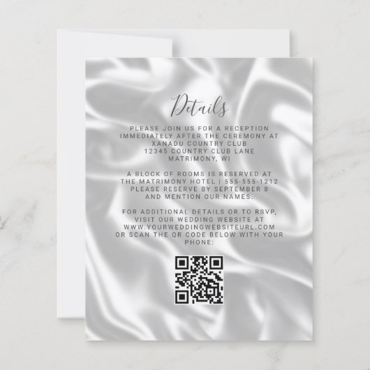 Papier Budget Bébé Bleu Argent Agate soie QR Code Mariage (Dos)