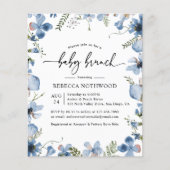Papier Budget Bébé Bleu Fleur sauvage Bébé Brunch Invitat (Devant)