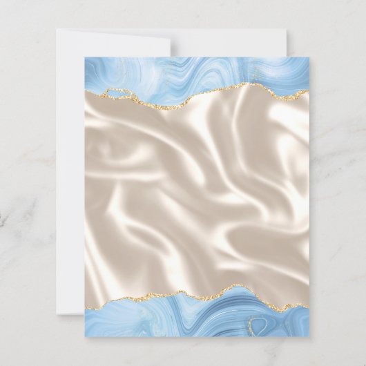 Papier Budget Bébé Bleu Or Agate Soie Ivoire Mariage (Dos)