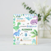 Papier BUDGET Bébé Dino Dinosaur Jungle Bleu Anniversaire (Debout devant)