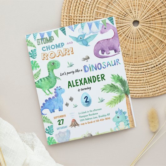 Papier BUDGET Bébé Dino Dinosaur Jungle Bleu Anniversaire