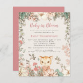 Papier Budget Bébé En Fleur Chat Fille Baby shower Invita (Devant / Derrière)