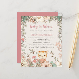 Papier Budget Bébé En Fleur Chat Fille Baby shower Invita