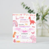 Papier BUDGET Bébé fille rose Dino Dinosaur Anniversaire (Debout devant)