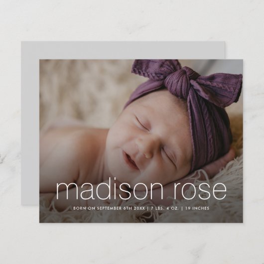Papier Budget bébé nom 3 photo faire-part de naissance (Devant / Derrière)