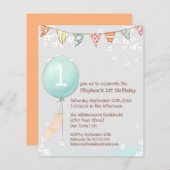 Papier Budget Bébés Ballons 1er Invitation anniversaire (Devant / Derrière)