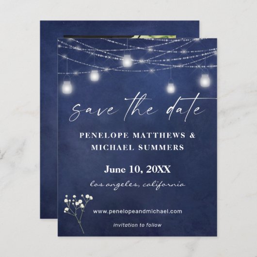 Papier Budget Bébé's Breath B Chalkboard Photo Save Date (Devant / Derrière)