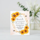 Papier Budget Bee Baby shower invitation tournesol (Debout devant)